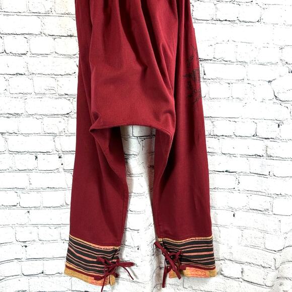 Wer bist du? Harem Pants with Patterned Cuffs Burgundy One Size - Picture 10 of 14